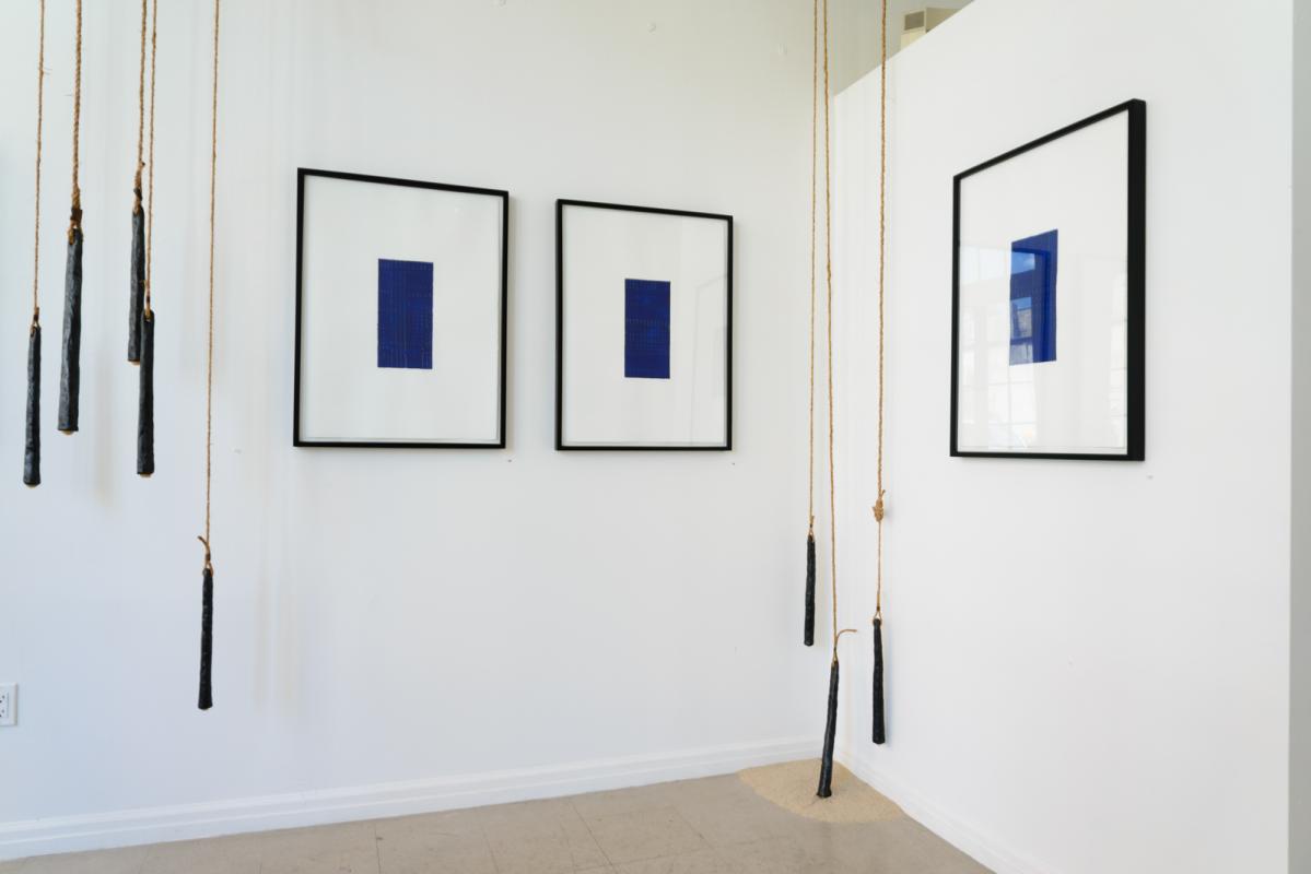 Soundings East and South Wall with drawings by Stella Untalan and sculpture by Amy Ralston
