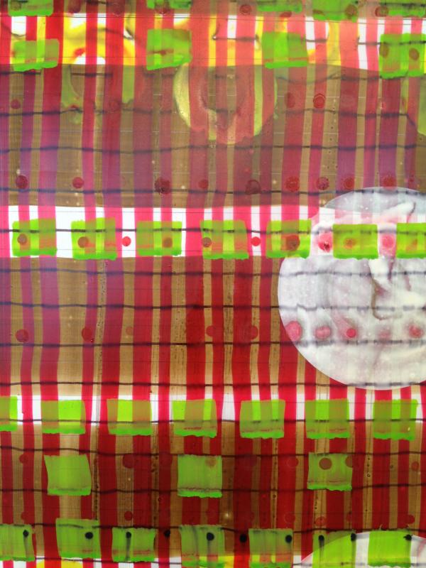 detail - drawing new marks in green detail - drawing new marks in green