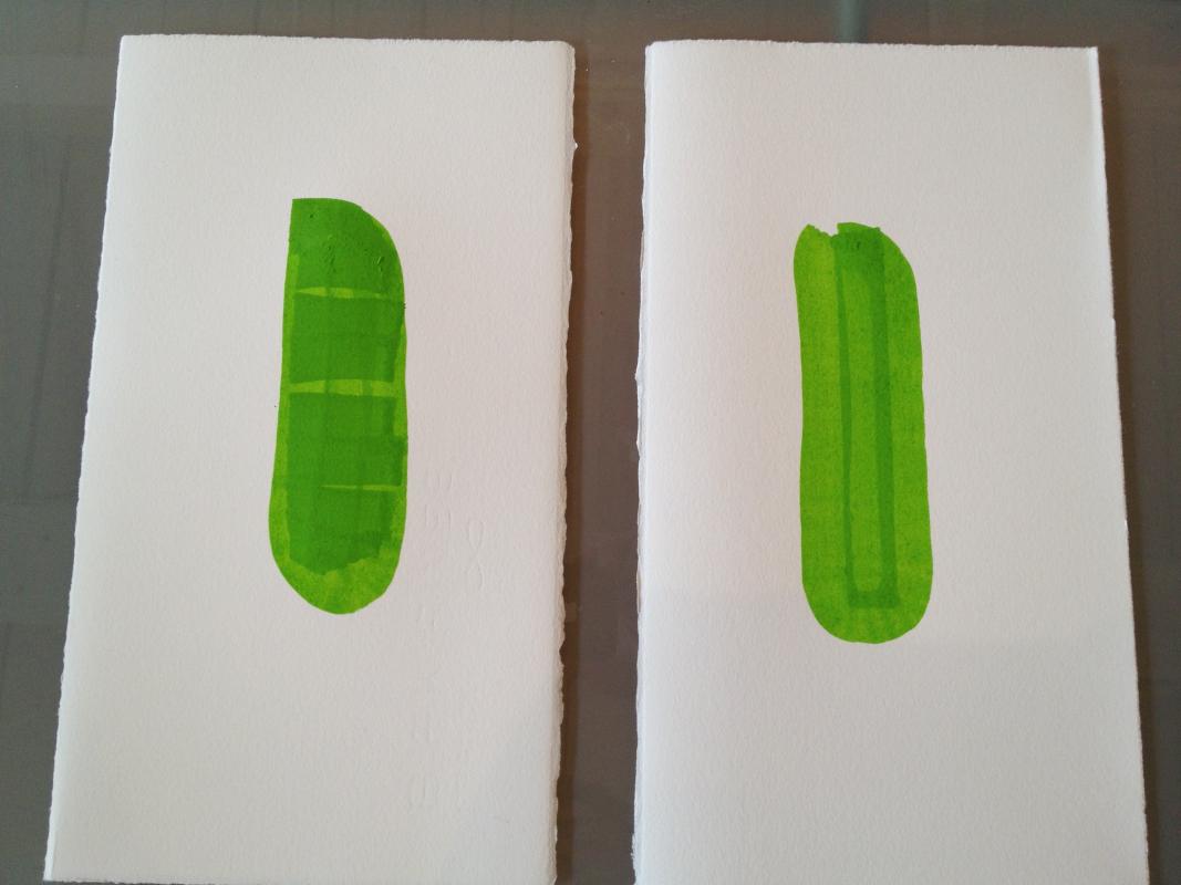 first green marks first drawing test, green ink marker