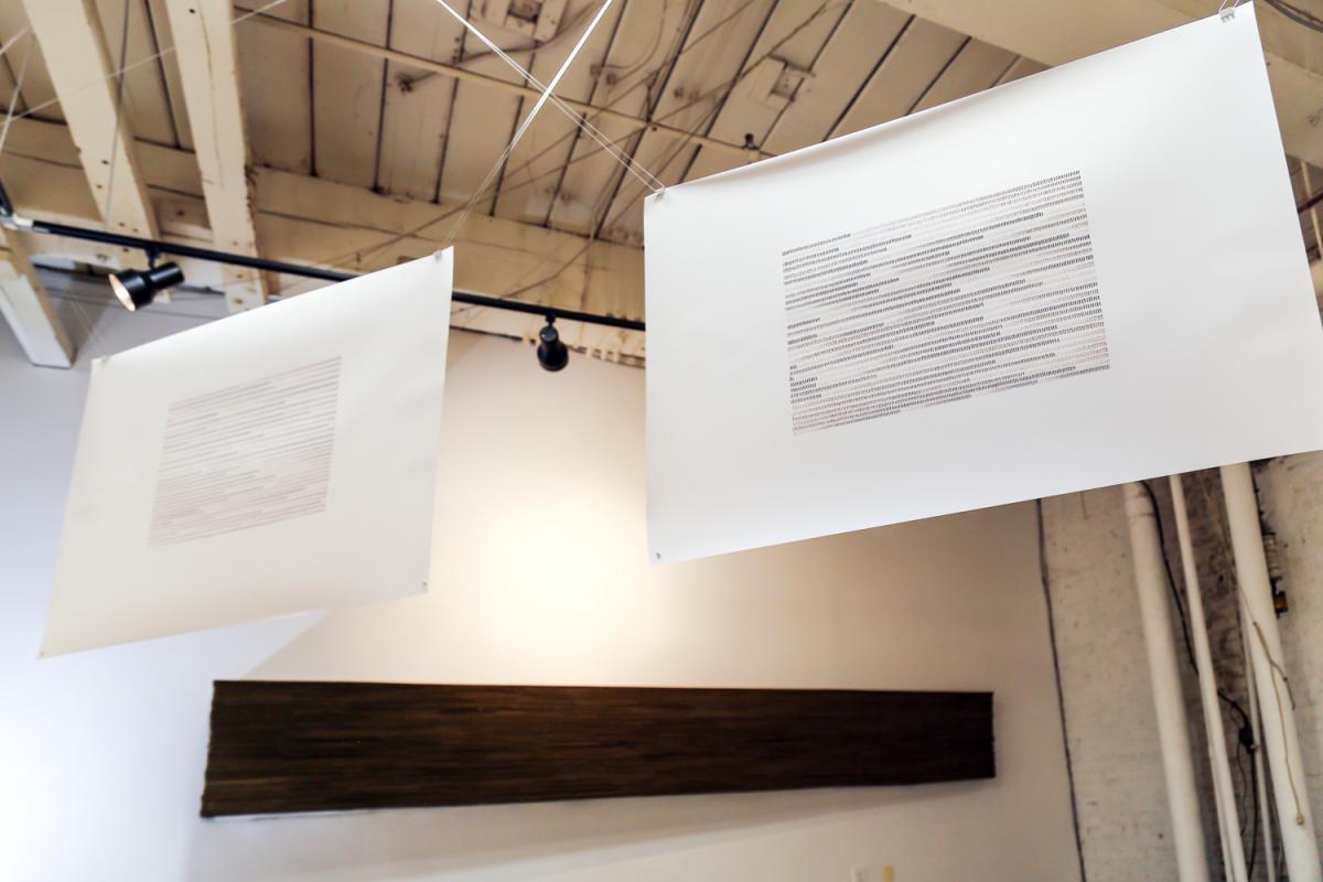 Stella Untalan drawings in Being in the Woods with sculpture by Brian Dennis