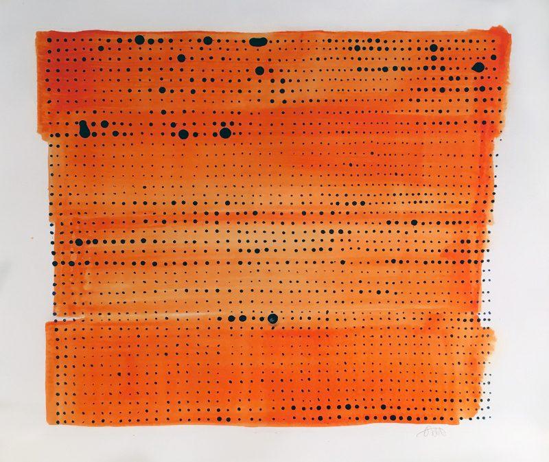 “Amplitude 570 #1,” Stella Untalan. Vinyl paint and acrylic ink on Strathmore watercolor paper, 14” x 17,” 2014.