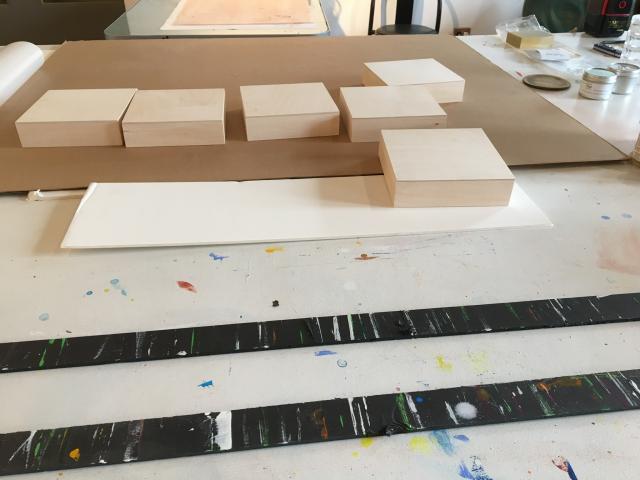 Prepping new boards in the studio