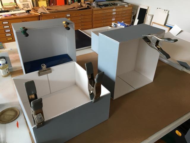 Building boxes on my worktable.